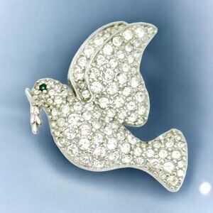 Vintage Swarovski Crystal Dove of Peace Brooch